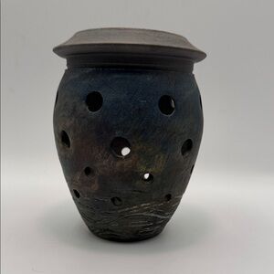 Raku Pottery Vase Luminary- Artist Signed